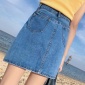 韩版百搭高腰牛仔裙2019夏装新款拉链拼接竖口袋学生短裙半身裙女