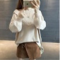 2019春秋冬新款韩版套头宽松纯色荷叶领针织衫外搭灯笼袖毛衣女